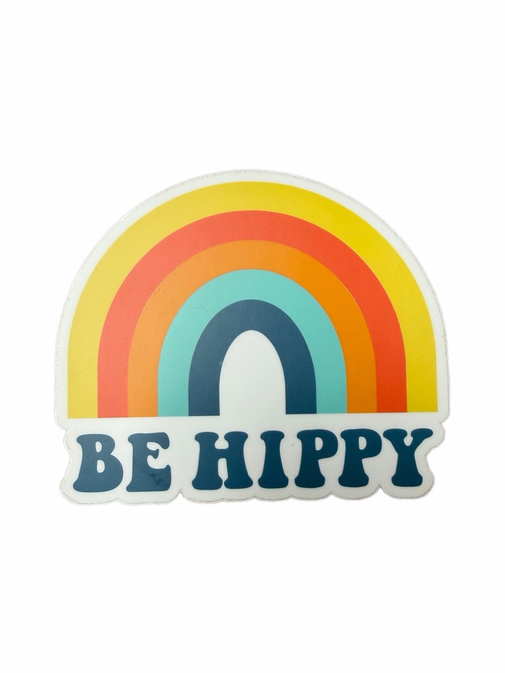 Be Hippy Rainbow Party Sticker - Retro Multicolor